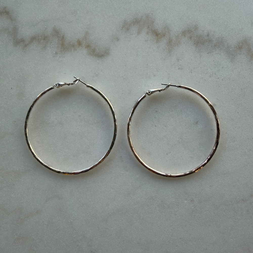 Silver Hoop earrings  2"  NWOT